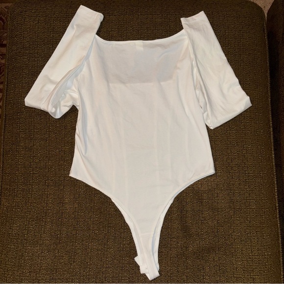 H&M White Long Sleeve Thong Bodysuit Size L - Picture 6 of 10